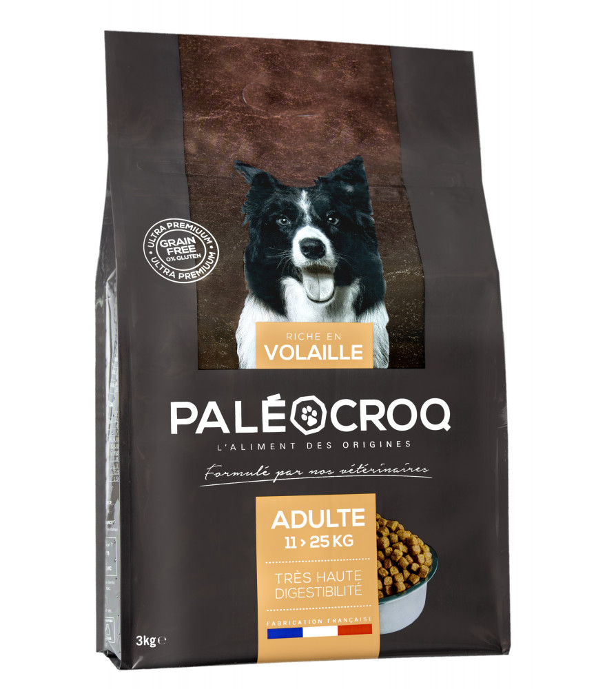 Paleocroq adulte 11 à 25 kg RACE MOYENNE Sac de 3kgs ou 7,5kgs