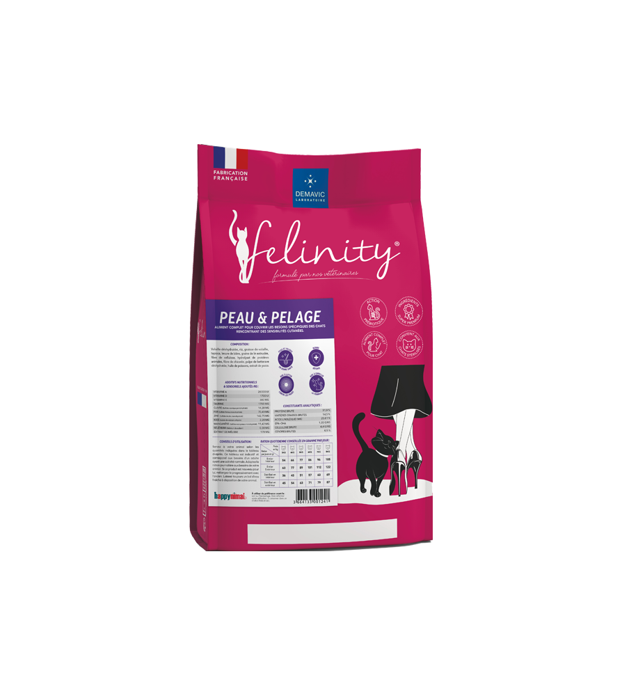 Croquette Chat Peau/Pelage Felinity Sac 3kg* / DEMAVIC