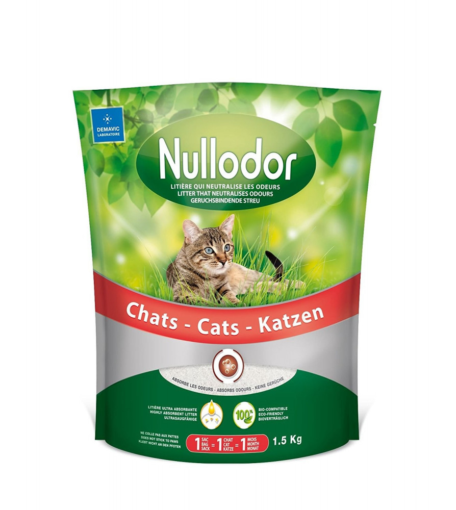 Litière Nullodor en Silice pour Chat* - Sac 1,5 kg