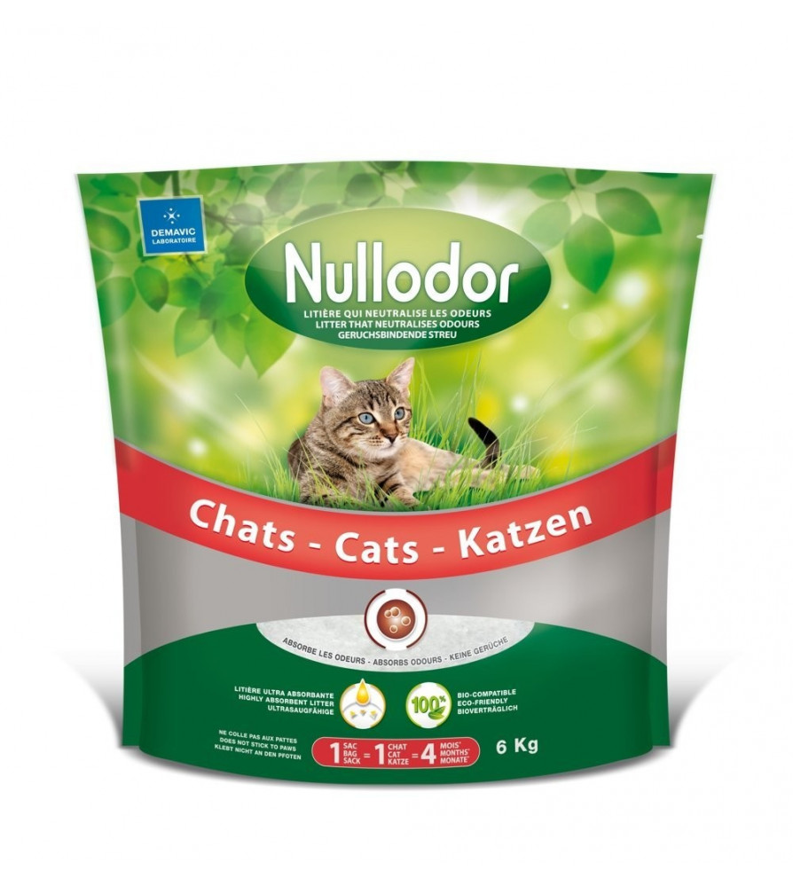 Litière Silice Nullodor pour Chat* - sac de 6 kg / DEMAVIC