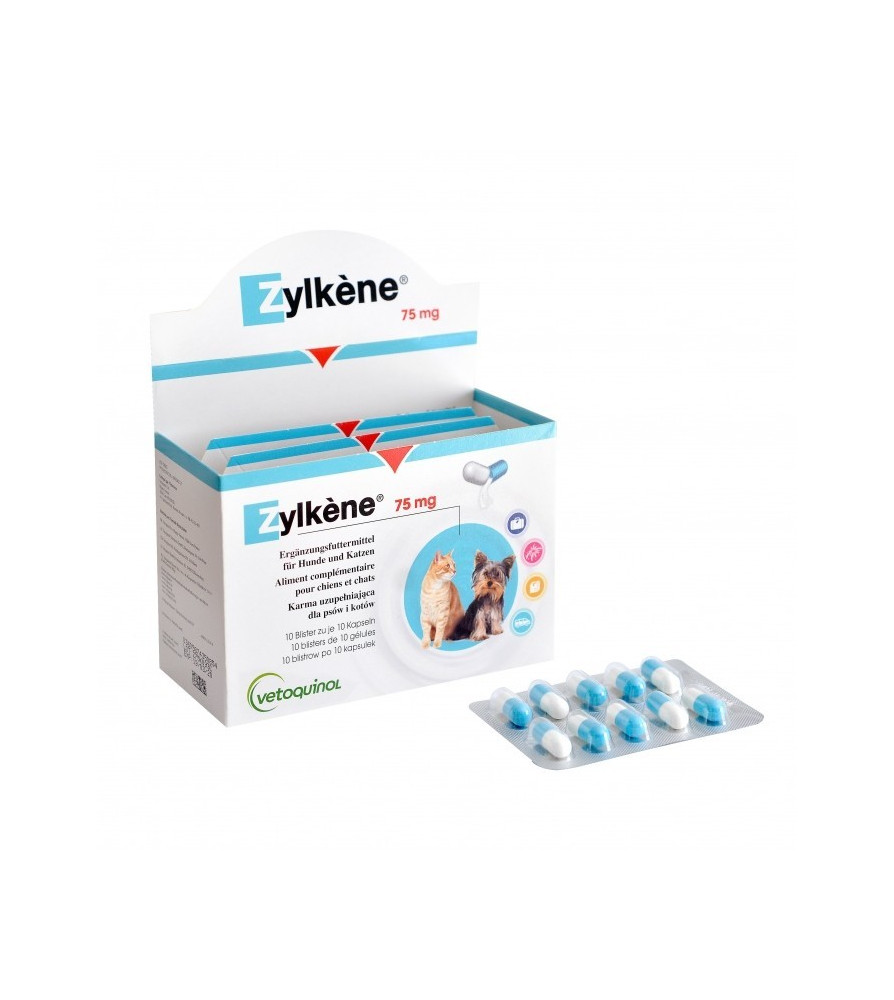 ZYLKENE 75mg (chats et chiens de moins de 10Kg) 100 gélules Vétoquinol